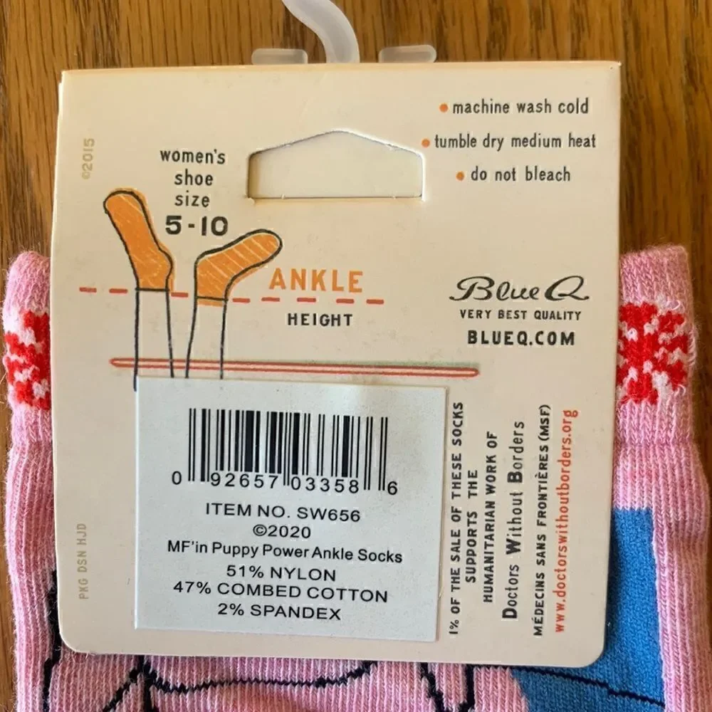 Blue Q Womens Cotton Ankle Socks Puppy Power Pink